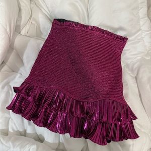 Loveshackfancy metallic pink skirt